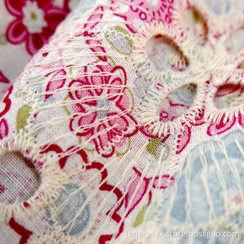 100% Cotton Poplin Cutwork Embroidery Fabric